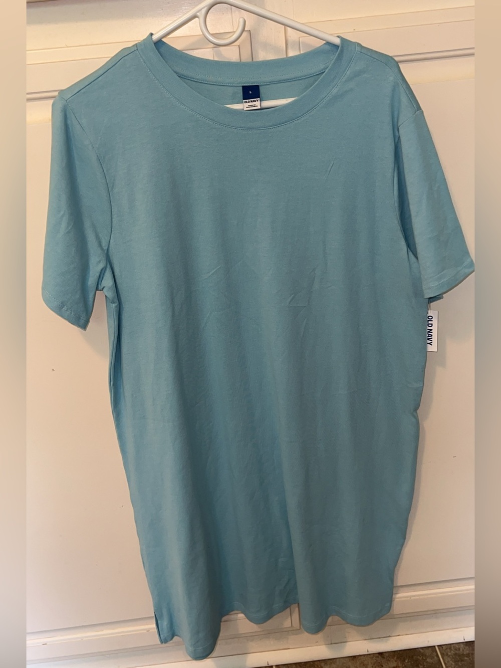 NWT Old Navy Women’s Light Blue T-Shirt Dress Size Large Soft Casual Crew Neck - Picture 4 of 5